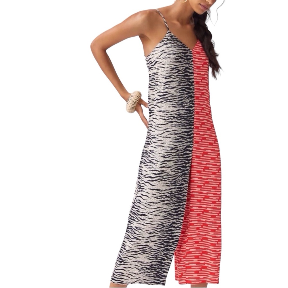 Corey Lynn Calter Red and Black Patterned Jumpsuit